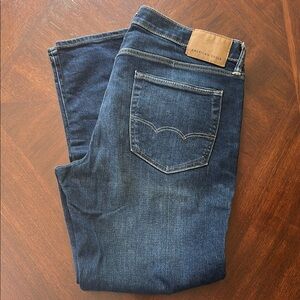 American Eagle Outfitters Men's Dark Blue Slim Straight Jeans